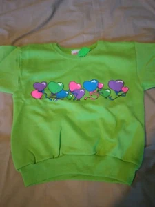 Kids XS 5 Sweatshirt Lime Green with Balloon Fabric fiber Print 275417 - Picture 1 of 1