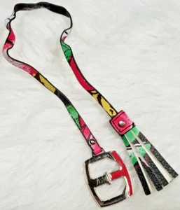 Ellen Tracy Multi-Color Floral Purse / Bag Tassel Charm Silver & Pink Hardware - Picture 1 of 5