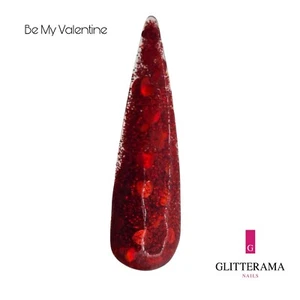 BE MY VALENTINE coloured Glitter Acrylic Nail Powder Glitterama Heart bright red - Picture 1 of 1