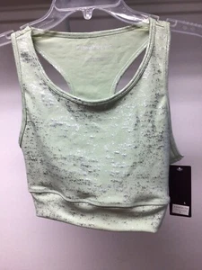 NWT Kimberly C Pale Mint Green/Silver Metallic Seamless Racerback Sports Bra. S - Picture 1 of 3