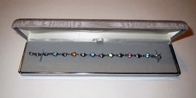 PULSERA CORAZÓN PIEDRAS PRECIOSAS PLATA ESTERLINA CON JOYAS - COMO NUEVA EN CAJA Foto 1 de 4