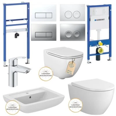 Geberit Duofix Vorwandelement WC spülrandlos Waschtisch Grohe Armatur Siphon Set - Bild 1 von 4