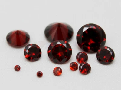 Garnet CZ Round 2mm 3mm 4mm 5mm 6mm 8mm 10mm AAA Loose Cubic Zirconia Gemstone - Image 1 of 4