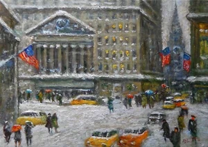 Oil Painting on Canvas 14x10"/35x25cm New York Wall Street 2015 - Picture 1 of 5