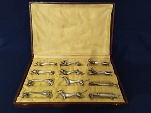 12 ALTE ZINN GEDECKTE TÜR SILBER ZOOMORPH DLG VON BENJAMIN RABIER - Bild 1 von 8