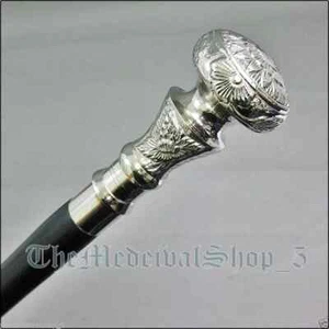 Designer Walking Cane Wooden Walking Stick Silver Brass Handle Knob Gift - Picture 1 of 7