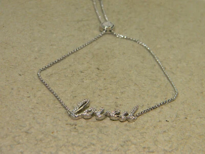 Origami Owl Script 'Loved' CZ Slide Bracelet Silvertone - Image 1 of 4