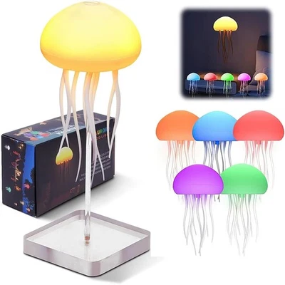 LED RGB Dancing Jellyfish Lamp Voice Activated Rechargeable Night Bedside Lamp