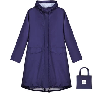 ANYOO Women's Waterproof Raincoat Lightweight Rain Jacket Hooded Long Rain Co... - Picture 1 of 8