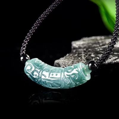 Certified Grade A Blue Water Natural Burma Jade jadeite Lucky Pendant Necklace - Image 1 of 4