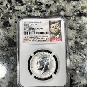 2018 S Silver Light Finish Silver Reverse Proof Set 50C NGC Cert PF70 - Picture 1 of 3