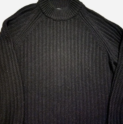 Мужской коренастый свитер Uniqlo Cableknit для рыбаков черная шерстяная смесь размер XL тяжелый  - Изображение 1 из 4