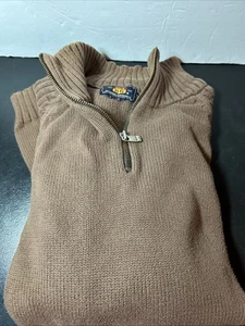 Route 66 Original Clothing Baumwoll Strick Pullover 1/4 Reißverschluss Braun Large - Bild 1 von 5