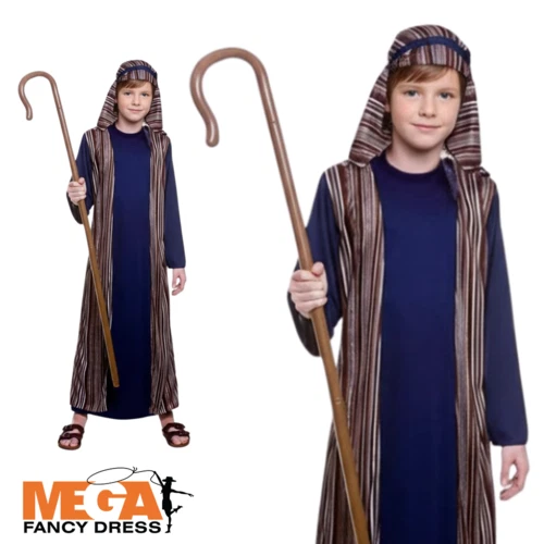 Boy Blue Shepherd Costume Nativity Christmas Kids Fancy Dress Child Xmas Outfit - Image 1 of 4