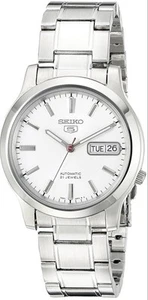 SEIKO 5 SNK789 Men’s White Day/Date Automatic Stainless Steel Watch - Picture 1 of 16