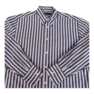 BEN SHERMAN 100%COTTON SHIRT BLUE/PINK STRIPE MENS XL - Picture 1 of 7