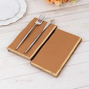 50 Plain Soft 2 Ply Dinner Table Paper NAPKINS with Gold Foil Edge Party Events - Picture 1 of 41