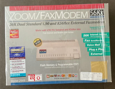 Zoom Fax Modem Model 2949 56K Dual Standard V.90& K56FLEX 2949L  - Image 1 of 4
