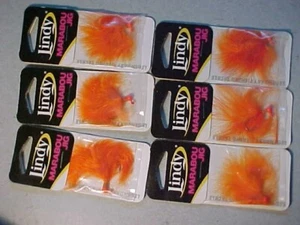 6 new Lindy Marabou hair Jigs 1/32 oz Orange Crappie ice fishing for rod reel - Picture 1 of 2