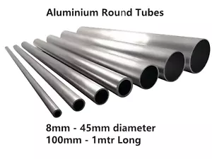 Aluminium Round Tube 8mm 10mm 12mm 15mm 16mm 20mm 22mm 25mm 30mm 35mm 40mm 45mm - Picture 1 of 4