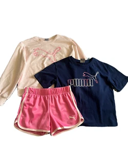 NEW PUMA Girls' Youth 3 piece Set Frosty Pink Blue size 8 - Picture 1 of 6