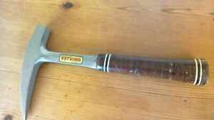 Vintage ESTWING Rock Pick Bricklayers Hammer Stacked Leather Washer Handle. USA