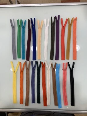 Zips invisble 12" Concealed Best Quality 24 Pieces Mixed Colours 2 Dozen Zips UK - Image 1 of 4