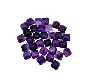 Natural Amethyst Square Cushion Checker Cut Gemstone Lot 16 Pcs 12 MM 100 CT - Picture 1 of 4