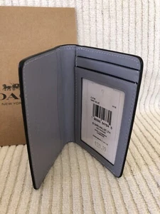 Coach Card ID Wallet Mens - CJ728 - Grey Blue - Smooth Calf Leather - NWT $124 - Picture 1 of 3
