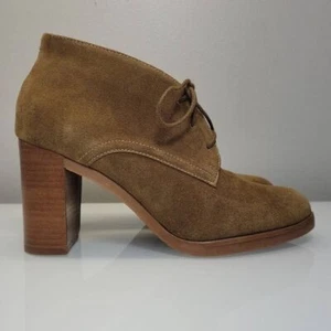 Johnston & Murphy Ankle Boots Women 8.5 Alayna Tan Suede Heels Crepe Rubber Sole - Picture 1 of 8
