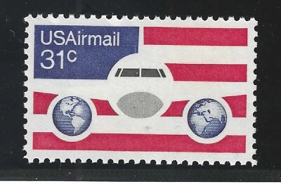 U.S. STAMP #C90  --- 31c PLANE & GLOBES — XF -- MINT - GRADED 90 - Image 1 of 2