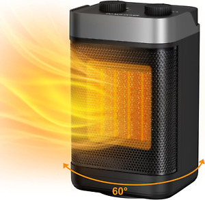 Space Heater, 1500W Portable Heater, 60°Oscillating Electric Heater for Bedroom 