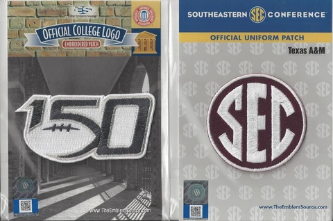 2019 NCAA College Football 150th Anniversary Texas A&M SEC Conference Patch Cmbo Cover