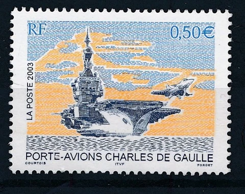 France 2003 aircraft carrier - Yvert 3557 : the good stamp very fine MNH Cover