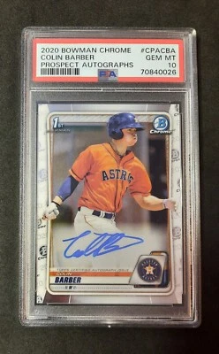 Colin Barber 2020 1st Bowman Chrome Autograph Auto PSA 10 Astros - Image 1 of 2