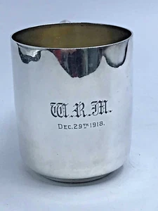 Antique Sterling Silver Christening Mug 1917 MADE IN ENGLAND - Picture 1 of 5