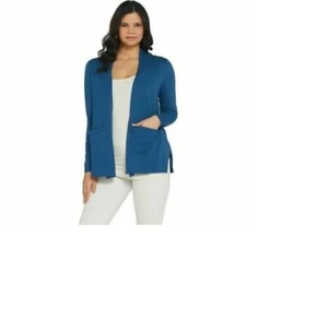 Top cardigan tunica LOGO by Lori Goldstein aperto davanti con tasche TG XS QVC - Foto 1 di 3