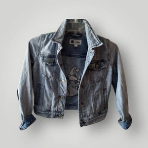 Disney Gap Jean Jacket Bambi Thumper Ruffle Sequin M Denim - Picture 1 of 10