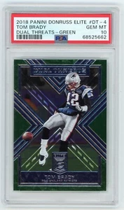 2018 Panini Donruss Elite Tom Brady Dual Threats - Green PSA 10 Gem Mint - Picture 1 of 2