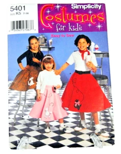 Simplicity Sewing Pattern #5401 Child's Girls' Poodle Skirts K5 7-14 Costumes - Picture 1 of 4