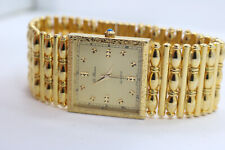 Mens Le Baron Gold Plated Stainless Steel Square Watch New Battery