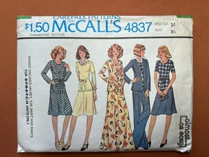 McCall's Pattern 4837 Misses Unlined Jacket Top Skirt Pants Size 14 Bust 36 Cut - Picture 1 of 3