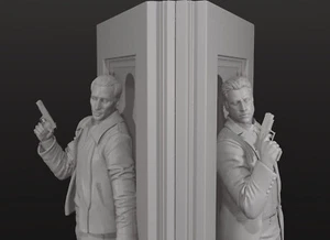 Face/Off 3D Printed Figure, Castor Troy & Sean Archer Figures, Unpainted - Picture 1 of 4