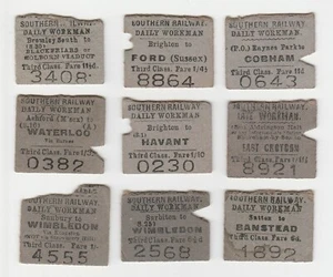 9x Eisenbahntickets SR 3. Klasse Daily Workman Return Edmondson TX013 Southern - Bild 1 von 1