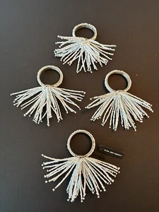 Kim Seybert White Glass Bead Spider Burst Napkin Rings Set of Four - Picture 1 of 6