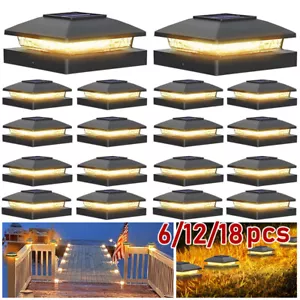6/12/18Pack Solar Post Cap Light For 4x4 Outdoor Waterproof LED Deck Fence Light - Picture 1 of 23