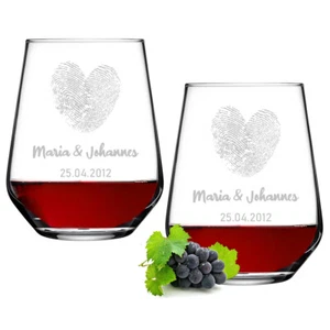 Wine Glass Modern 425 ML 2er-Set With Engraving - Wedding Gift And Engaged - Picture 1 of 90