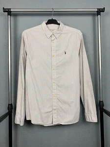 Allsaints Vintage Mens Striped Long Sleeve Shirt Size M - Picture 1 of 5