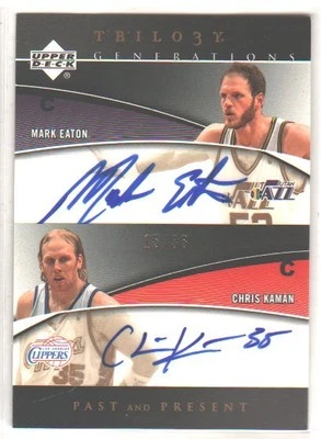 2006-07 UPPER DECK TRILOGY PAST & PRESENT DUAL AUTO MARK EATON CHRIS KAMAN 15/33 - Image 1 of 2