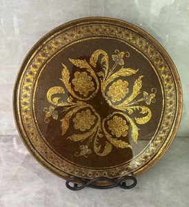 RARE ROBERT M WEISS Reverse Hand Painted Wooden Glass Tray  13" Made in Peru VTG - Picture 1 of 14